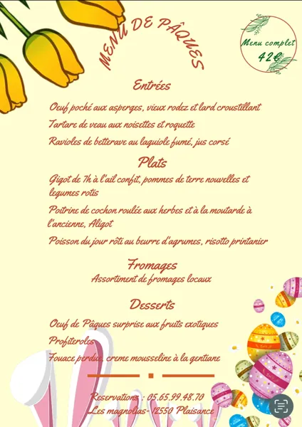 Menu de Pâques